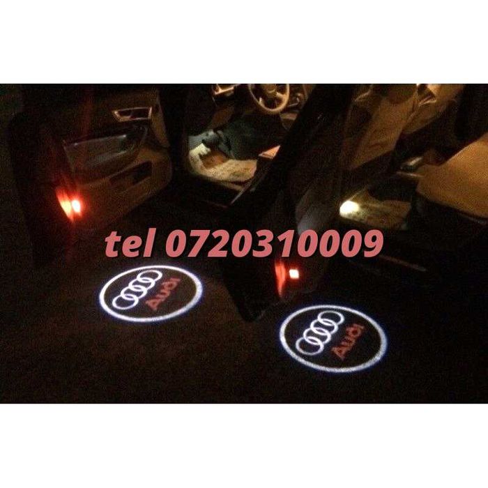Set Lampi Led Holograme Proiectoare Logo Portiera Audi A3 A4 A5 A6 Q3