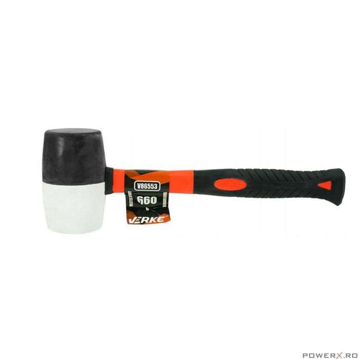 Ciocan din cauciuc cu maner din lemn, cap rotund 1100 g, Verke
