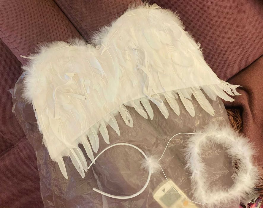 Costum/set ingeras: aripi inger (pene) + coronita pentru copii