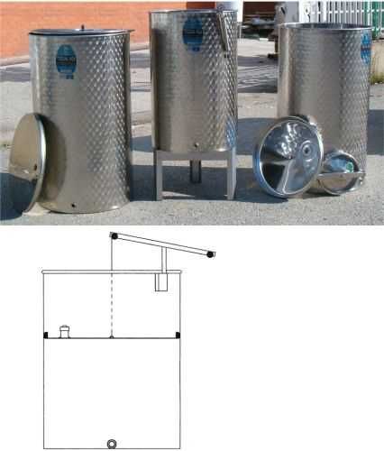 Recipiente-butoaie inox alimentar cu capac flotant pt vin/alte bauturi