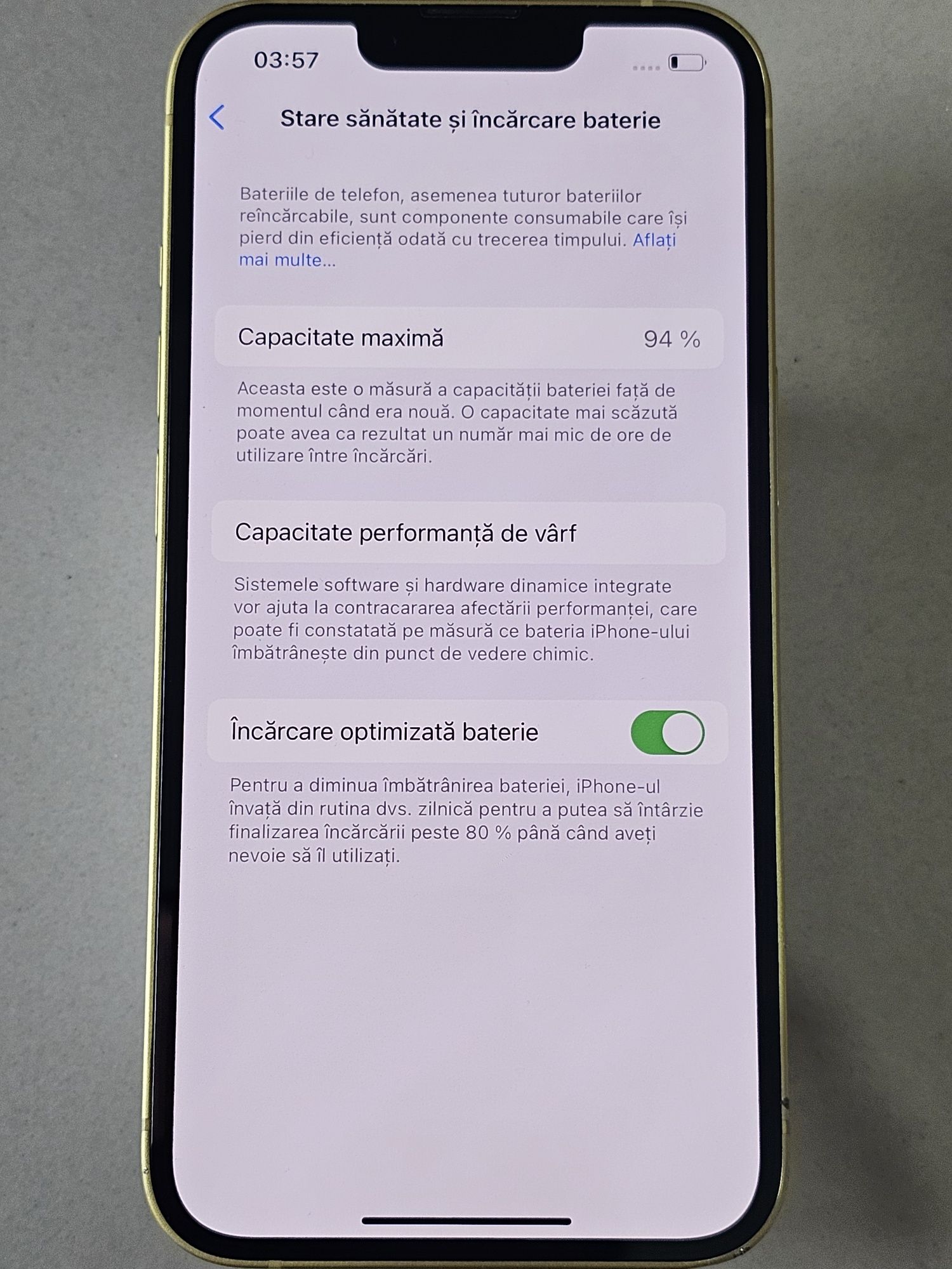 Iphone 14, Yellow, 128gb, 94% sănătate baterie, liber de retea