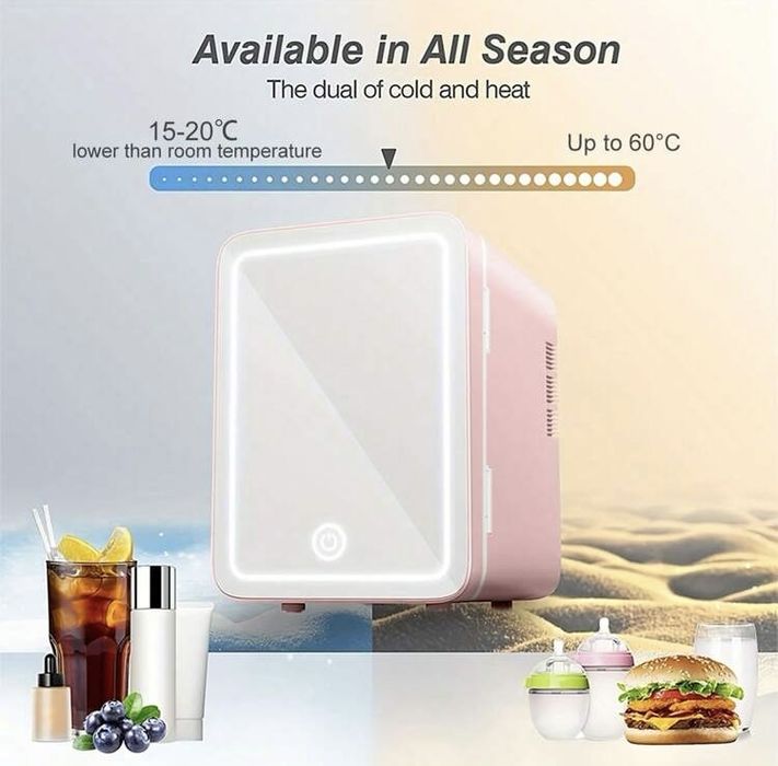 Хладилник за грим/козметика с огледало и подсветка