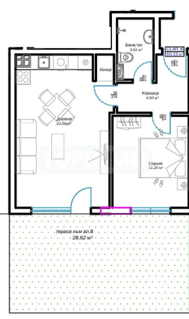 Продава се Двустаен апартамент в Варна, м-т Пчелина - 80 кв.м за 982 €/кв.м - Снимка #8