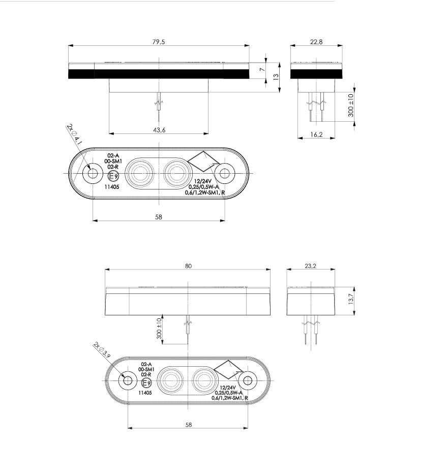 1 бр. LED ЛЕД габарити флаш с 2 SMD диода за ролбар червен , Полша