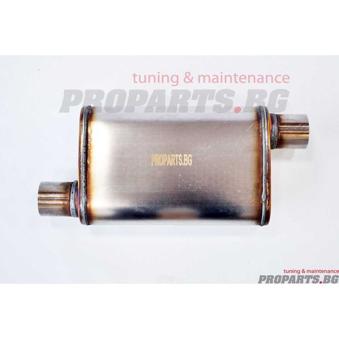 Плоско спортно гърне ауспух с разменени вход и изход 63 мм или 76 мм