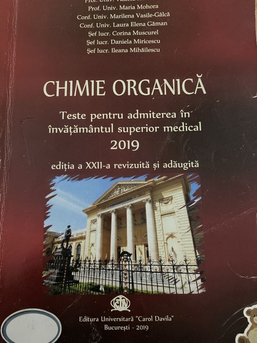 Culegere chimie organica 2019 pentru medicina generala si dentara Buc