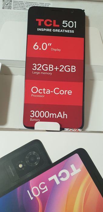 Telefon  mobil TCL 501, 32GB+2GB NEGRU