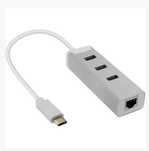3-портов USB 3.0 тип-C хъб с Gigabit Ethernet порт
