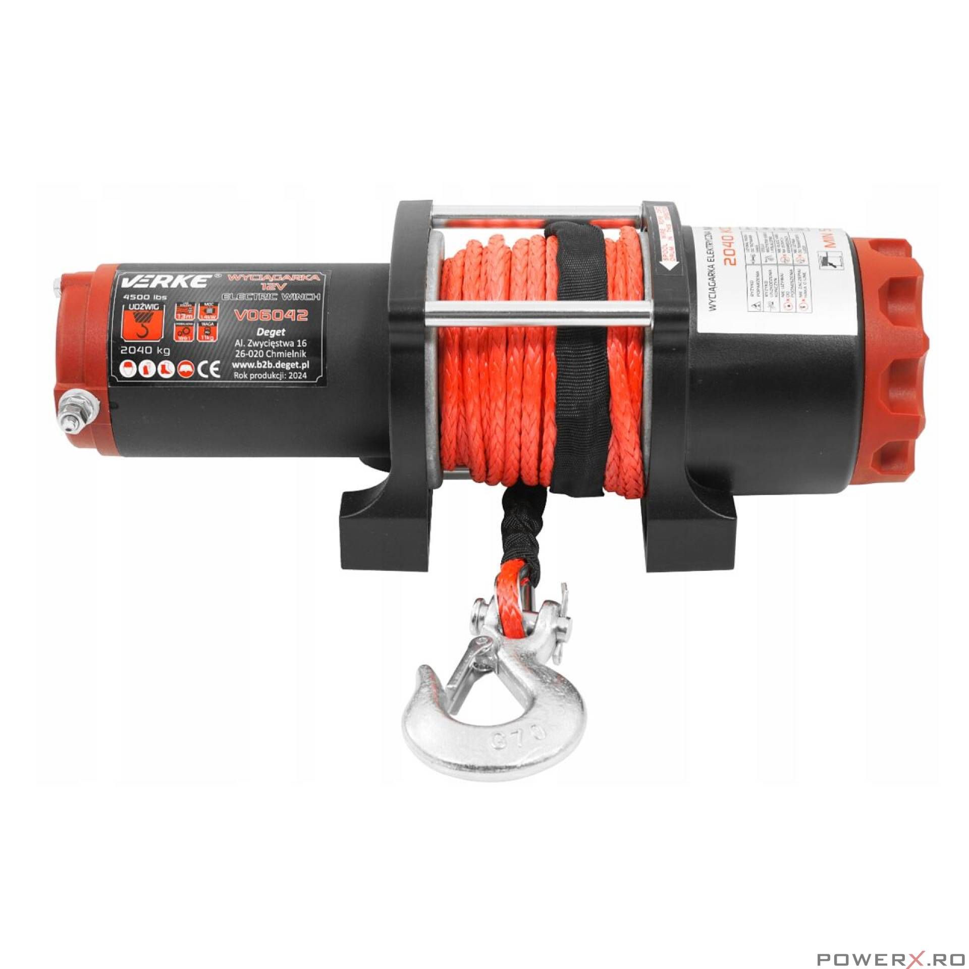 Troliu manual 12 V 195 A, tragere maxima 4500 l, capacitate ridicare