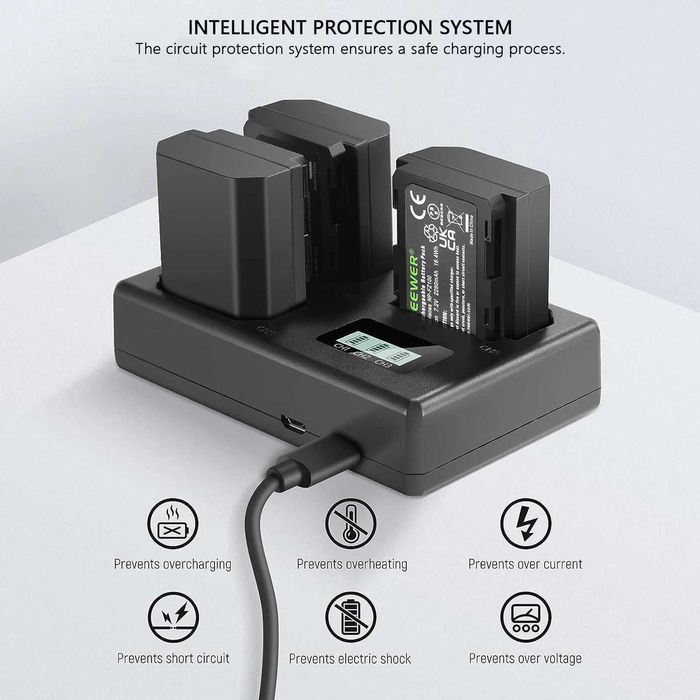 Incarcator triplu acumulatori Canon LP-E6 Sony NP-FZ100 Sony NP-FW50