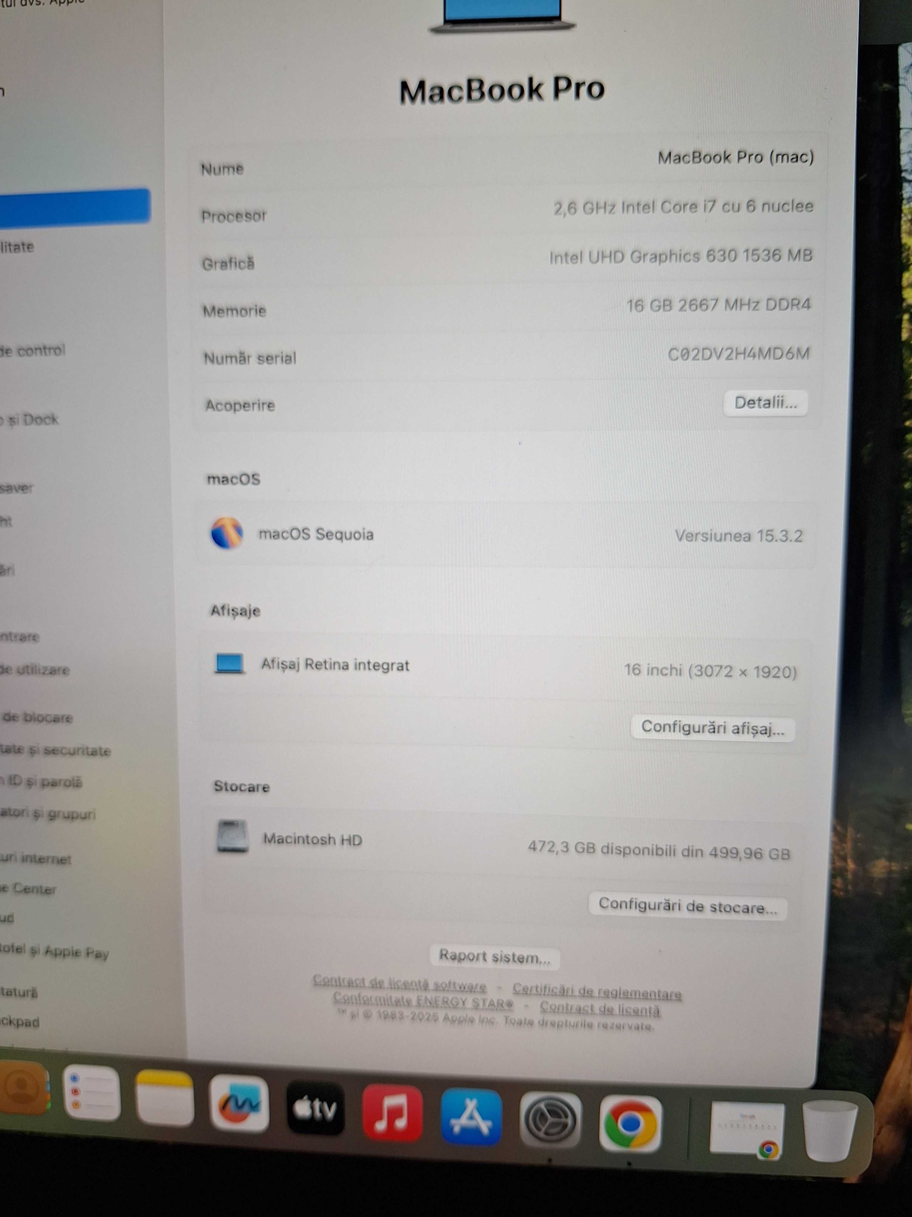 Macbook Pro 16 inch 2019 , I7 , 512 GB touchbar , IMPECABIL !