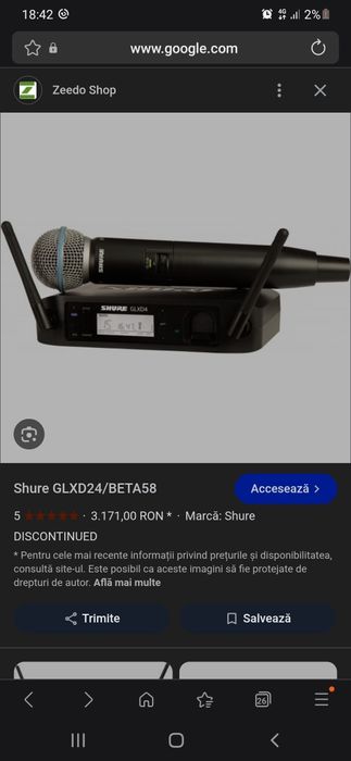 Microfon shure beta58a glxd24 original