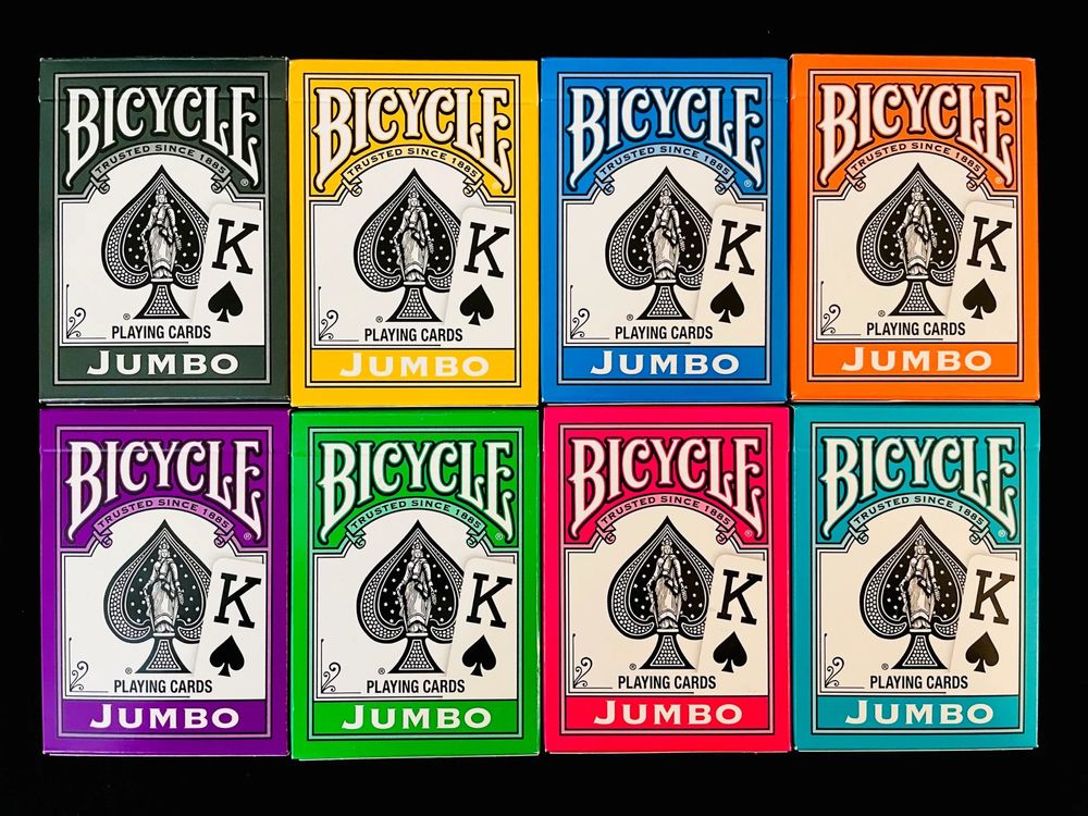 Игральные карты Bicycle Jumbo. 8 разных цветов Новые. Made in USA.