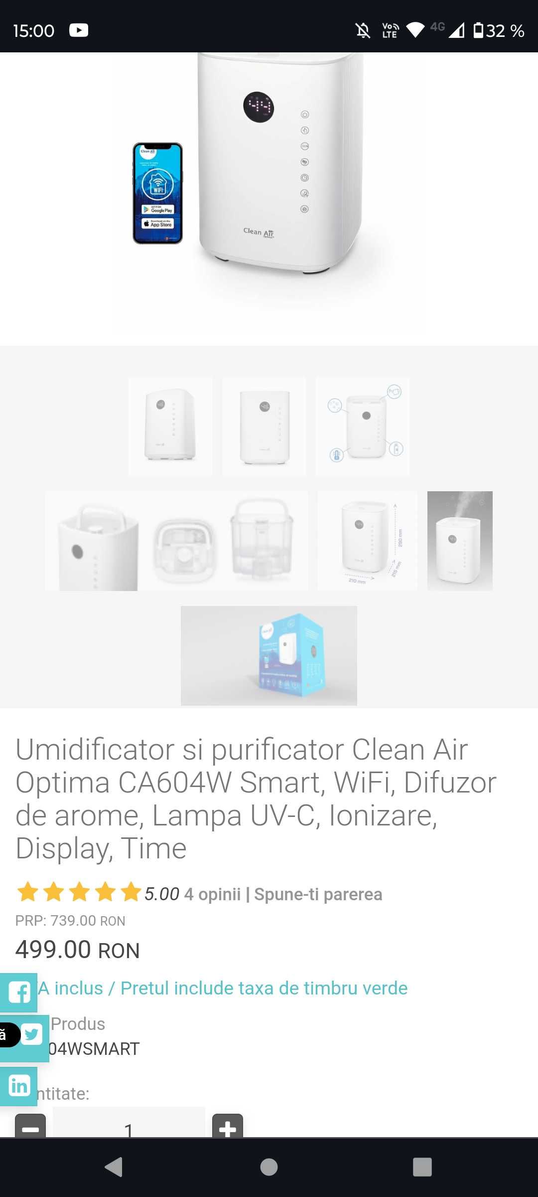Umidificator CleanAir Smart