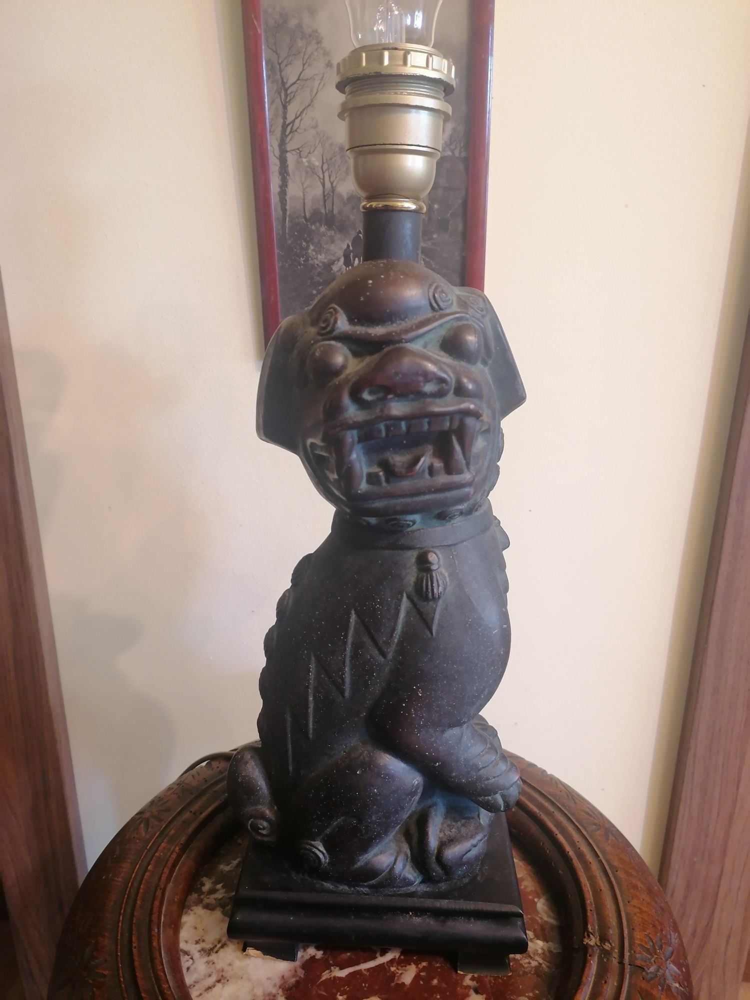 Lampa bronz foo dog