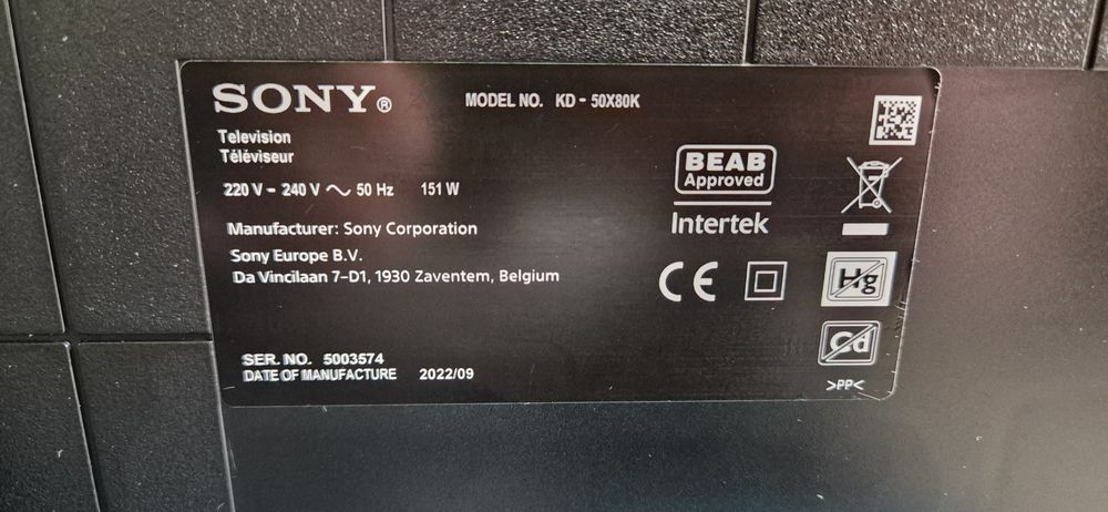 Sony KD-50X80K Google TV, Android, 4K, UltraHD, Smart, WiFi