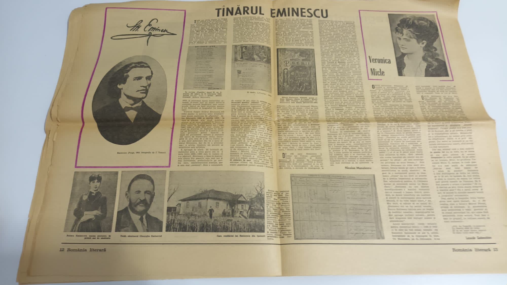 Eminescu,ziar și acte vechi.Romania Literara