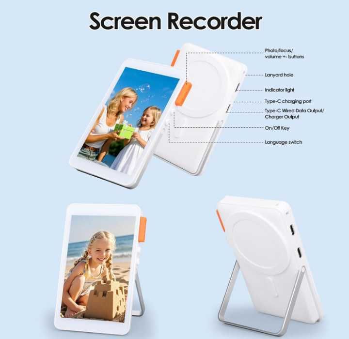 Gugxiom Магнитен екран за селфита за телефон 4 инча WiFi Type C