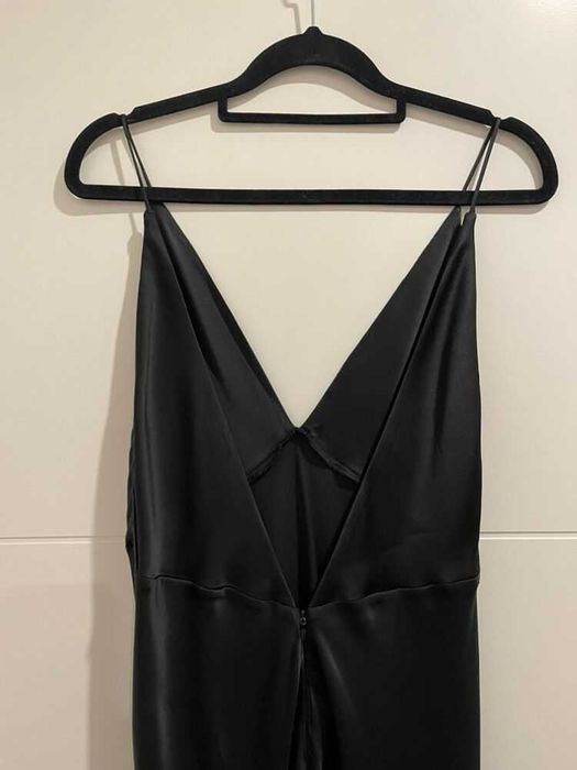 Zara rochie eleganta anniversary limit edition neagra lunga spate gol