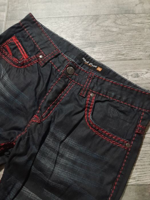 Pantaloni straight red stitching