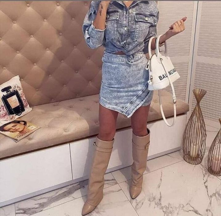 Ботуши на платформа - бежова кожа (36-40)