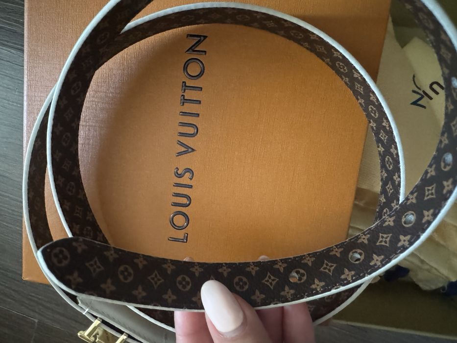 Колан Louis Vuitton, дамски, кремав цвят, размер M-S
