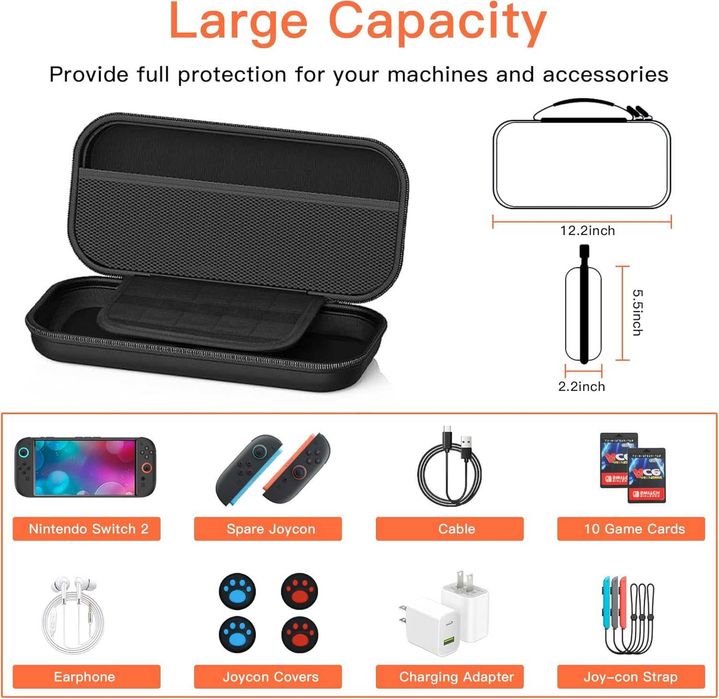 OCYEMY 20 в 1, калъф за носене и аксесоари за Nintendo Switch 2 (2025)