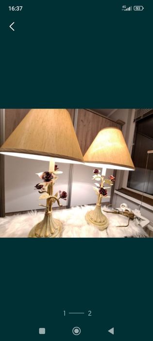 2 lămpi vechi noptieră cu flori