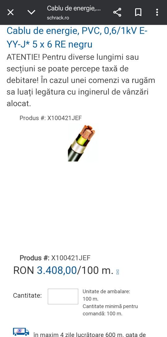 Cablu electeic E-YY-J 36Ml