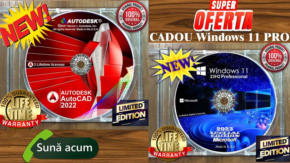 AutoCAD 2022 -3 Lifetime Lic.-Acces Update-Windows 11 Pro Cadou