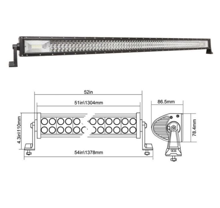 132 СМ LED Диоден Бар за Джипове, ATV. 12-24V, 729W, Мощен 7D ЛЕД БАР
