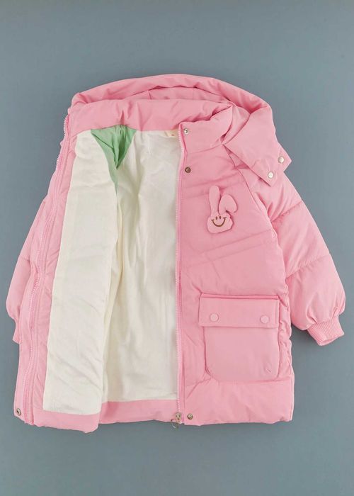 Детско яке с аксесоар зайче, Розов Цвят