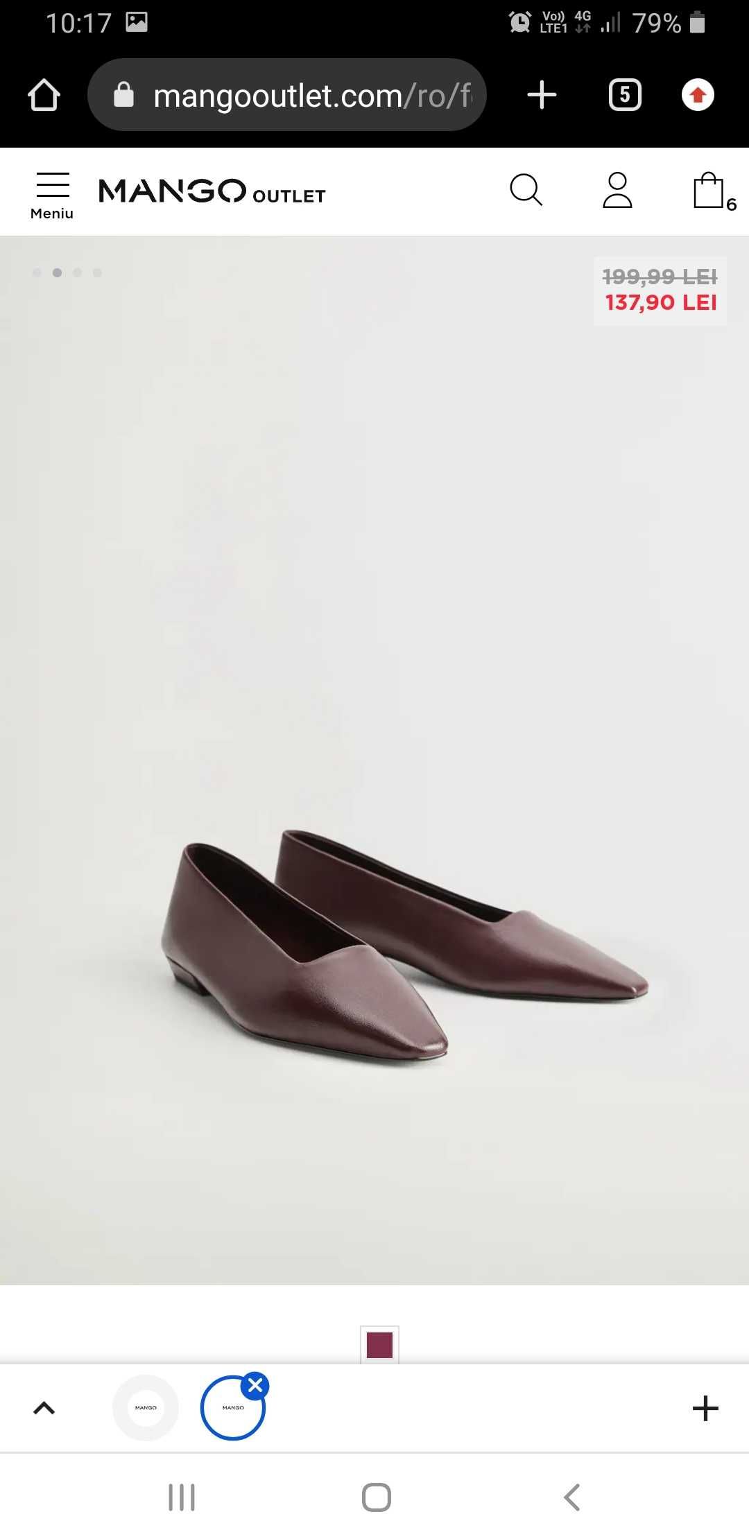 Pantofi piele Mango marimea 38
