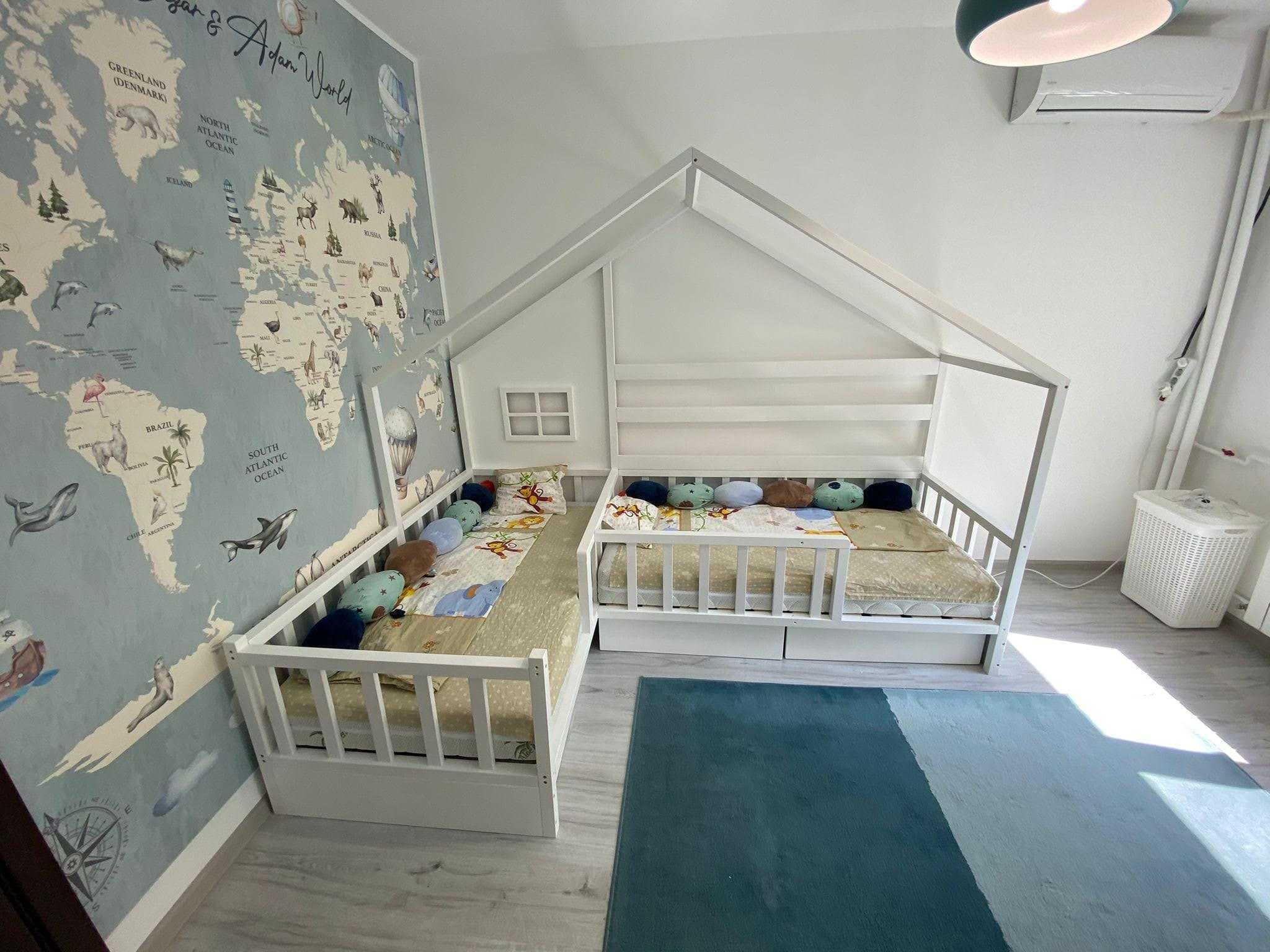Pat căsuţă Montessori, mobilă pentru camera copiilor