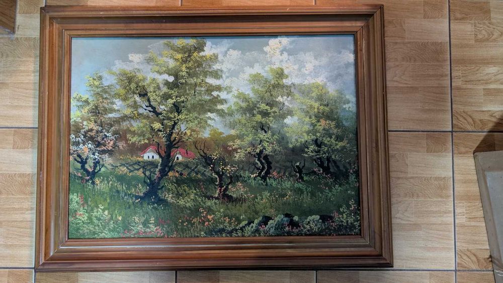 Tablou pictura in ulei pe panza cu rama de lemn
