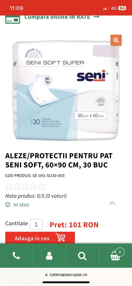 Aleze, protecție pat 90x60, tampoane incontinența Hartman