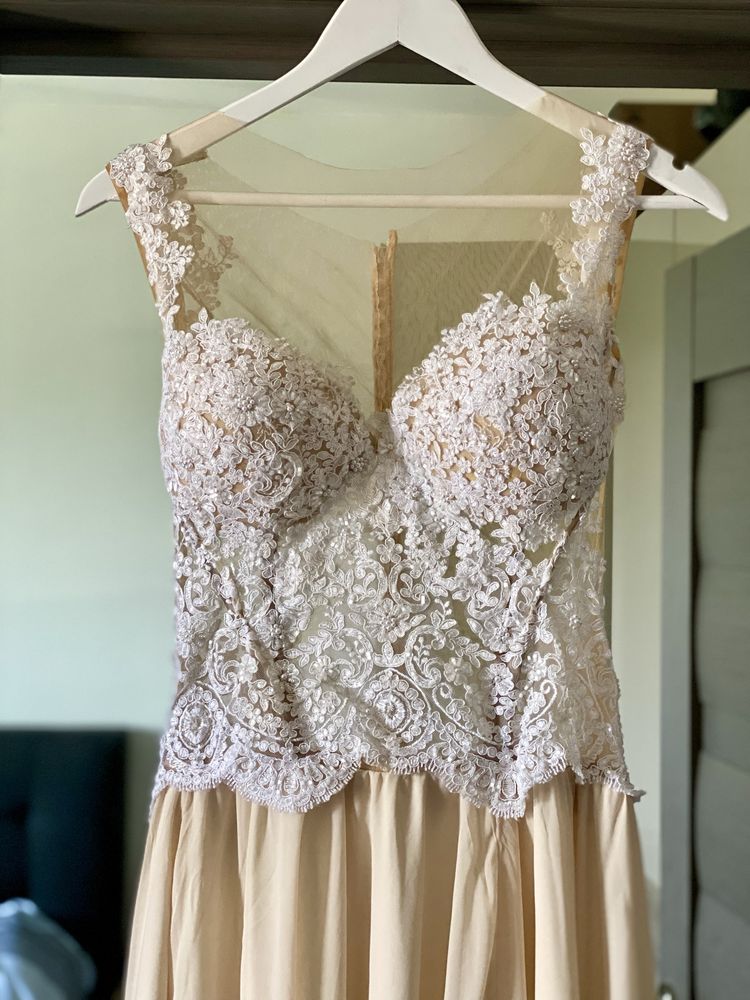 Rochie mireasa tip A, crem, marimea XS/S