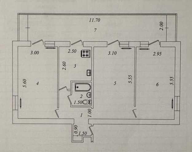 Под офис м.Буюк Ипак Йули 3-комн 1/4 90 м² 6-окон без ремонта 2-линия
