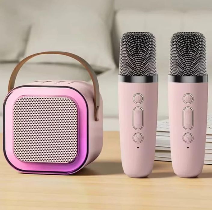 Set microfon karaoke, Wireless, 4 efecte voce, Sunet HiFi, lumini LED,