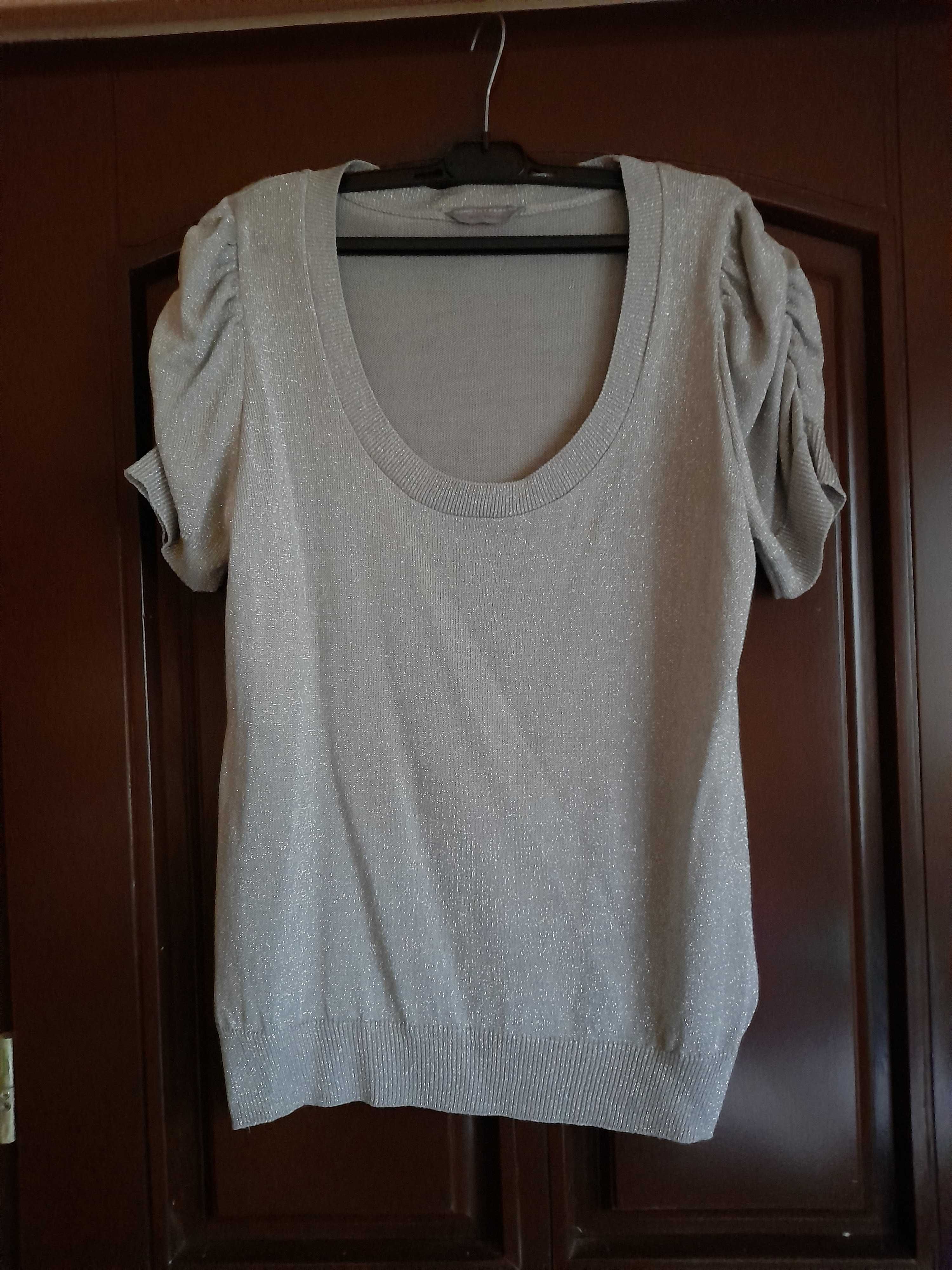 Bluza dama, material tricotat cu lamel argintiu, marimea XL