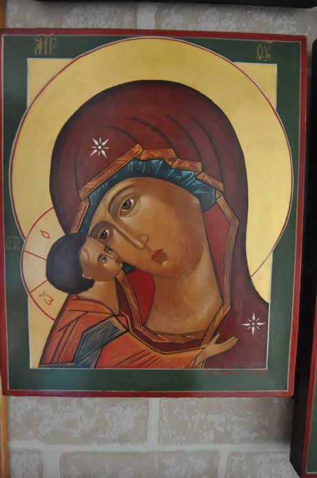 icoana pe lemn pictata traditional