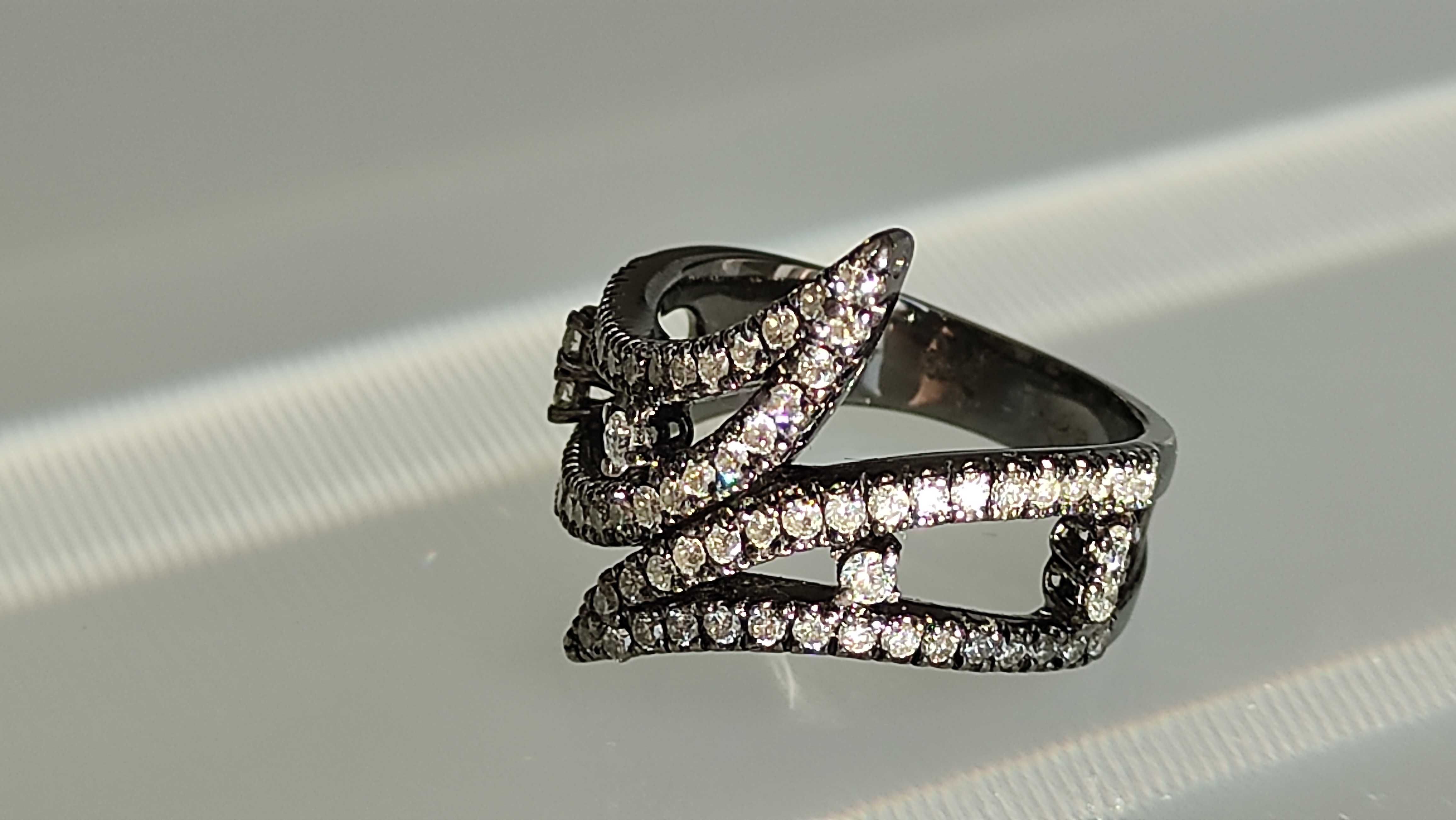 Inel aur 14k "black gold" cu diamante 1.20ct