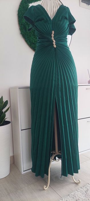Rochie elegantă XS/S, culoare verde smarald.