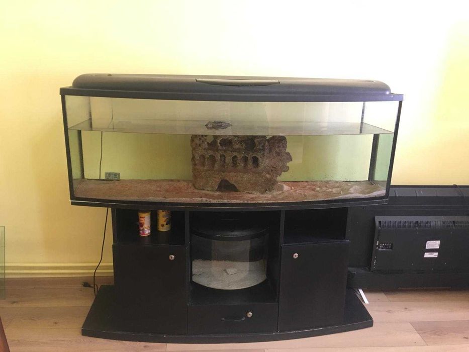 Acvariu 420 litri cu geam frontal curbat 150 cm
