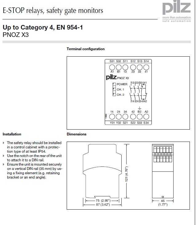 PILZ Safety relay (standalone) Cod: PNOZ X3 230VAC 24VDC 3n/o 1n/c 1so