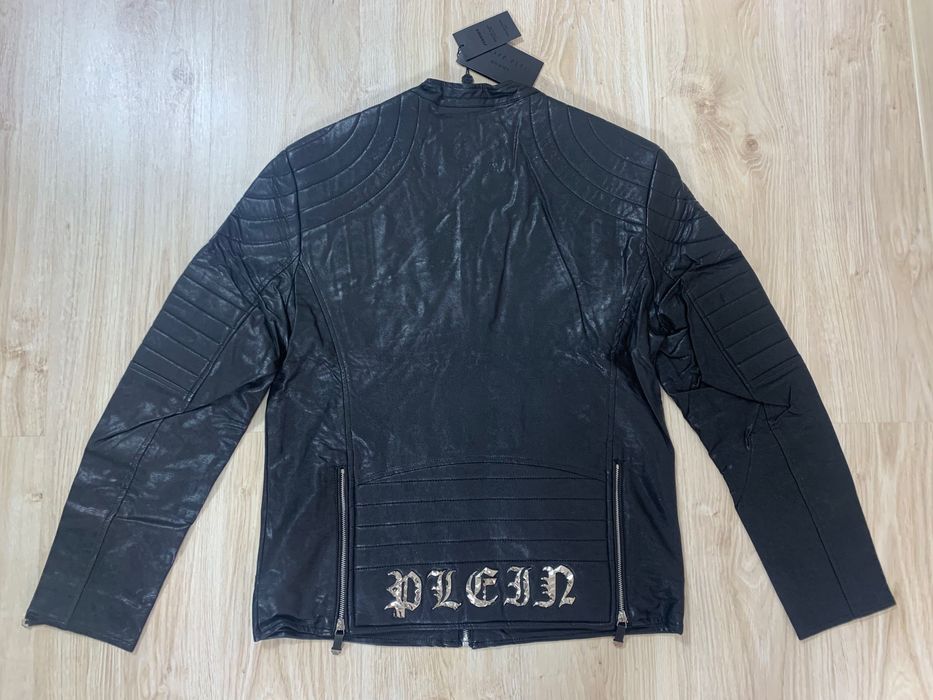 Ново мъжко яке с етикети PHILIP PLEIN черна еко кожа