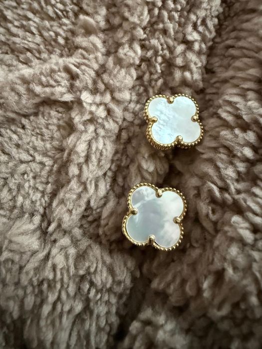 Cercei aur 14k trifoi sidef