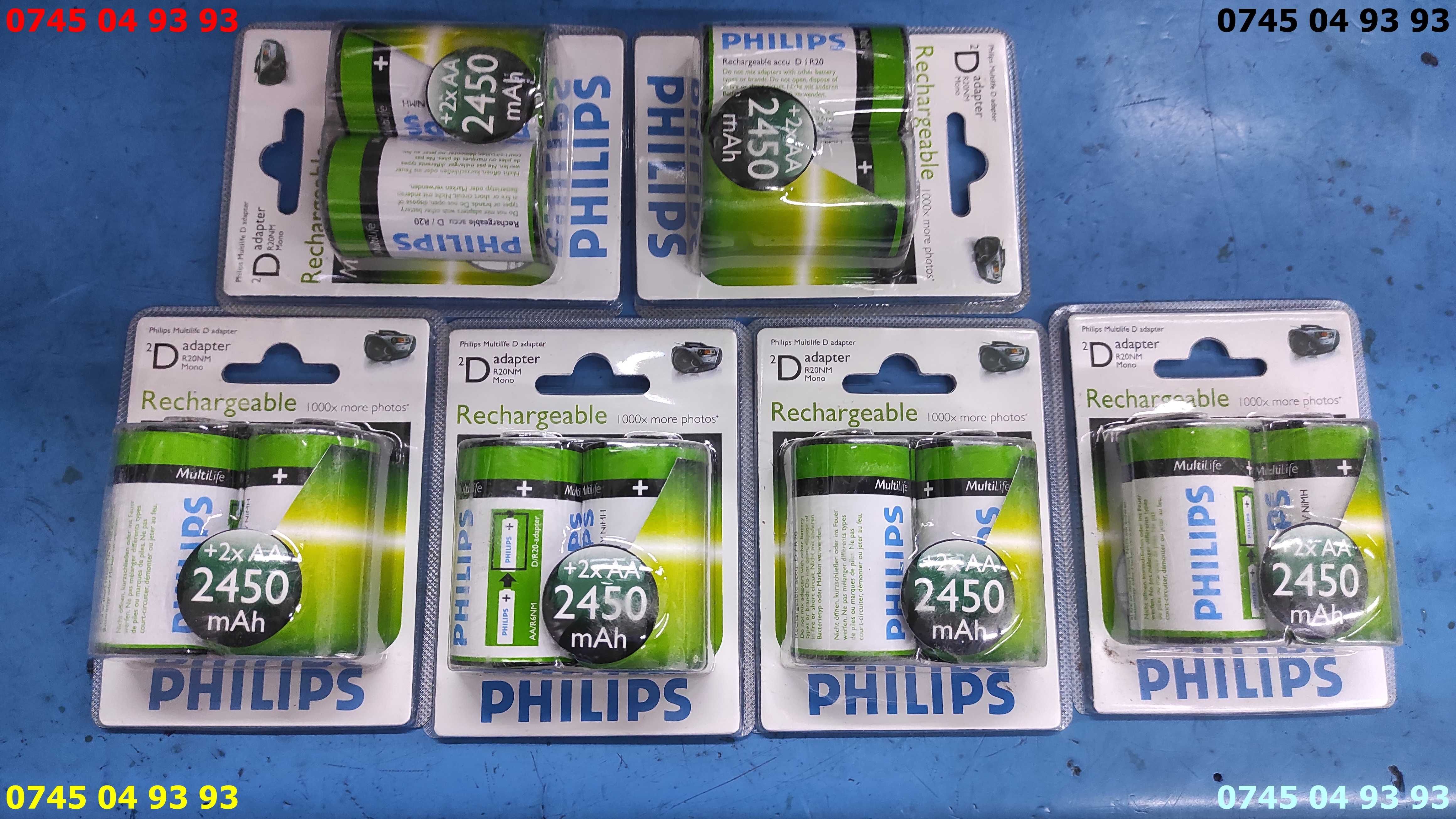 carte acumulator Philips AA cu adaptor la R20 pret pe set de 2 buc NOI