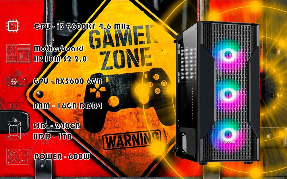 Игровой i5 9600KF\RAM 16GB\RX5600 6GB\SSD 240GB\HDD 1TB