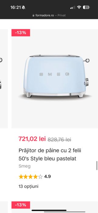 Espressor rasnita fierbator prajitor smeg